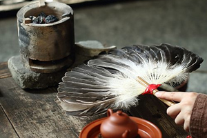 abanico de plumas de ganso